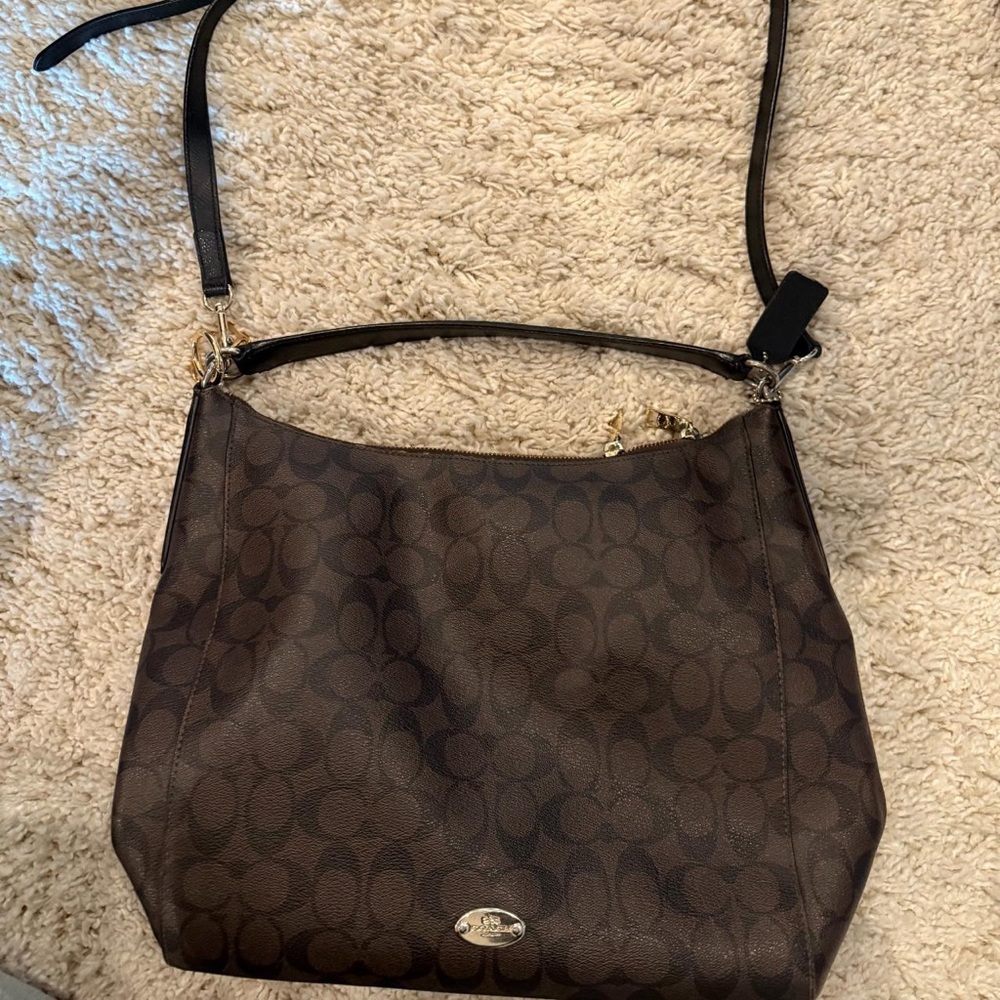 Coach Dark Brown Signature Shoulder Bag